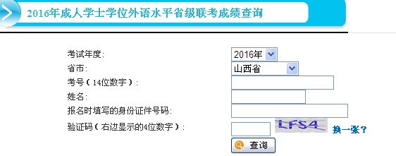 2016年下半年山西成人英语三级成绩