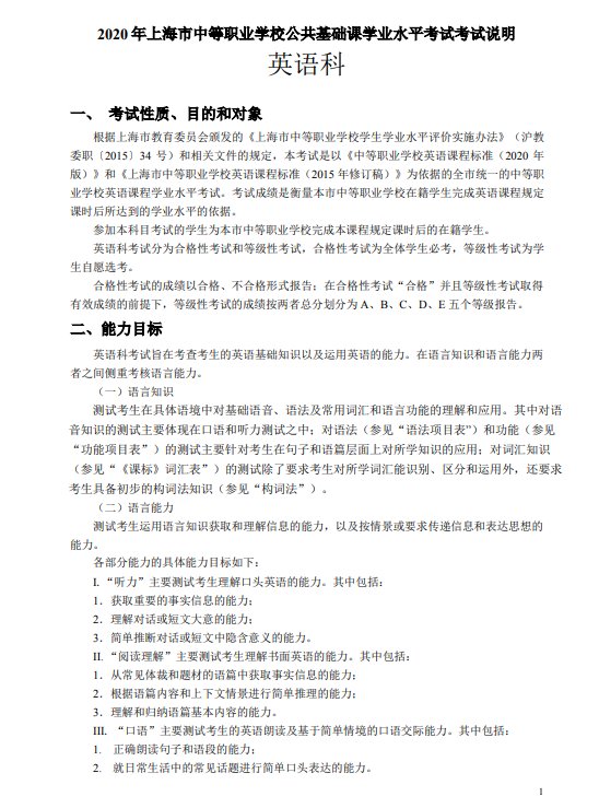 2021年上海普通高中学业水平等级性