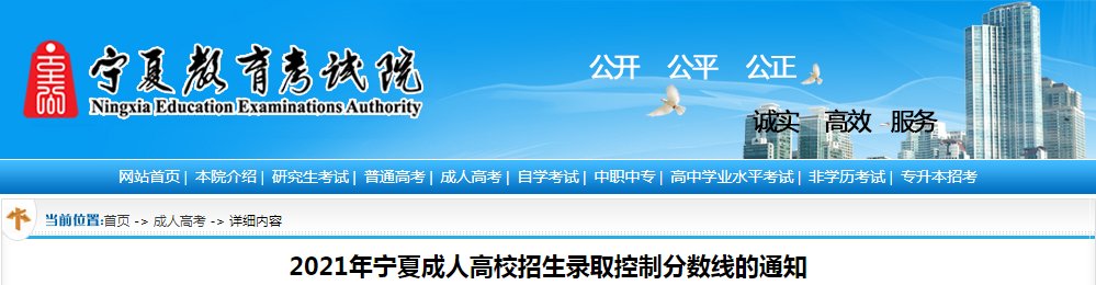 2018年宁夏成人高考录取原则及分数