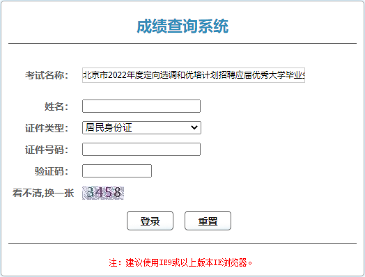 2022年北京通州区定向选调生成绩查