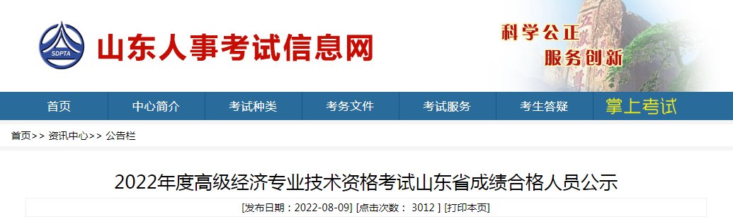 2022年山东临沂经济师补考成绩查询