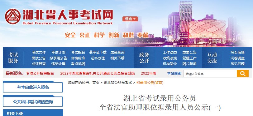 2022年湖北省考试录用公务员全省法