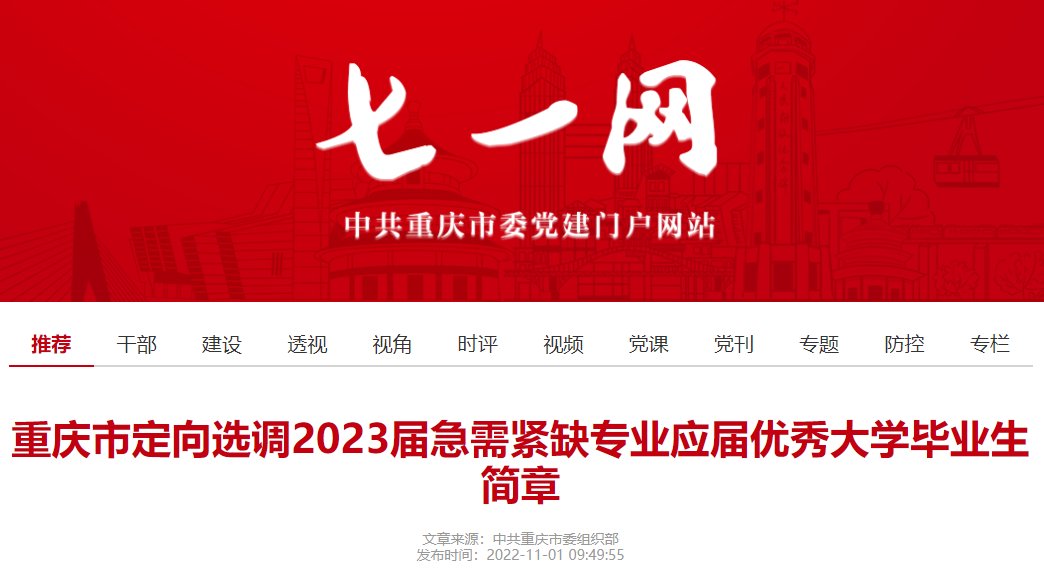 2024年重庆市定向选调生报名时间及