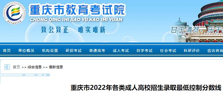 重庆2023年各类成人高校招生录取低