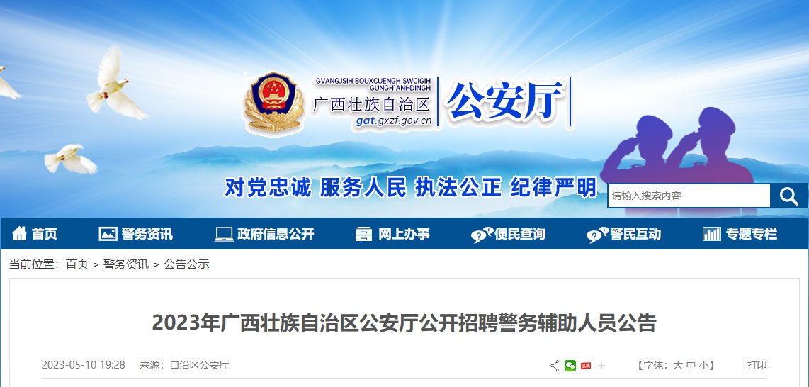 2023年广西崇左市大新县公安局公开