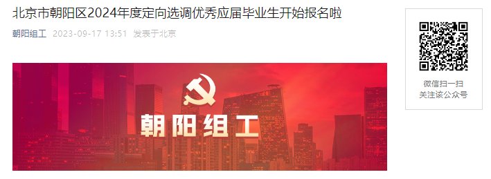 2024年北京市东城区选调生招录工作