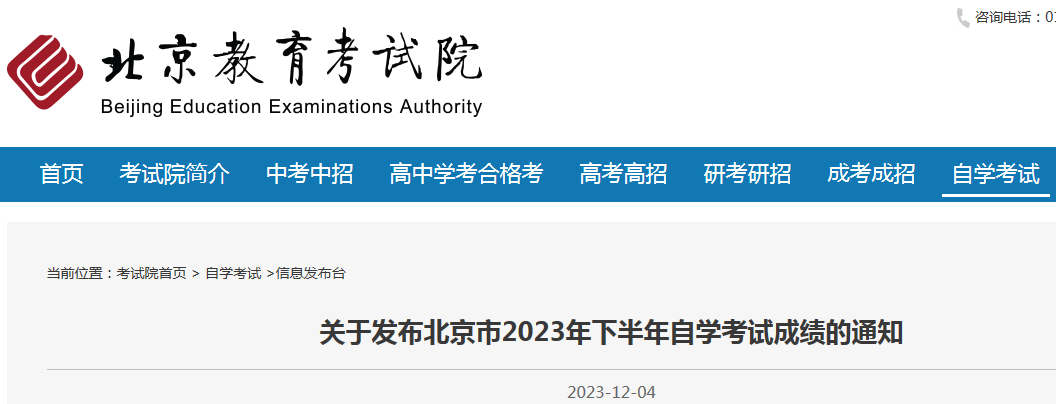 北京崇文2024年下半年自考成绩查询