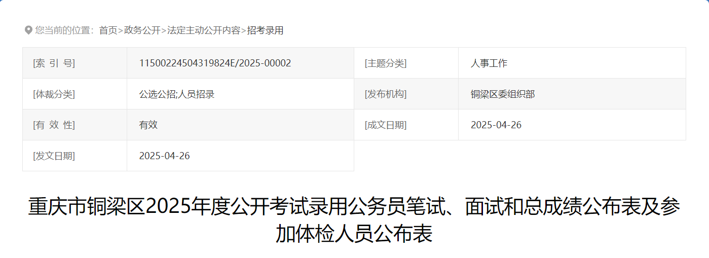 2025年重庆潼南区公务员考试笔试