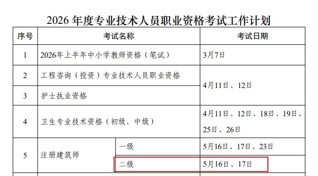 image.png 2026年宁夏二级注册建筑师考试时间
