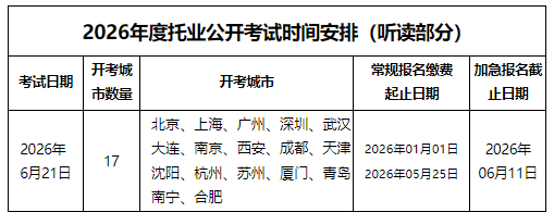 2026年7月托业报名时间