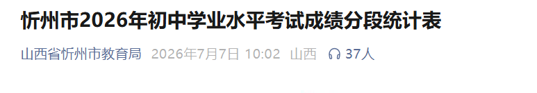 2026年山西大同市初中学业水平考试