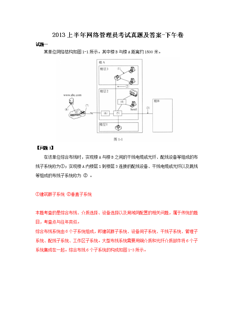 2012下半年网络管理员考试真题及答