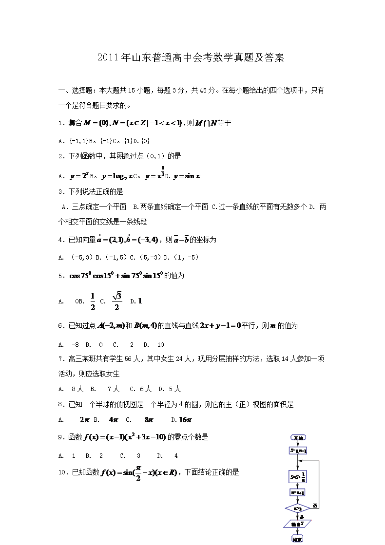 2006年北京普通高中会考数学真题及