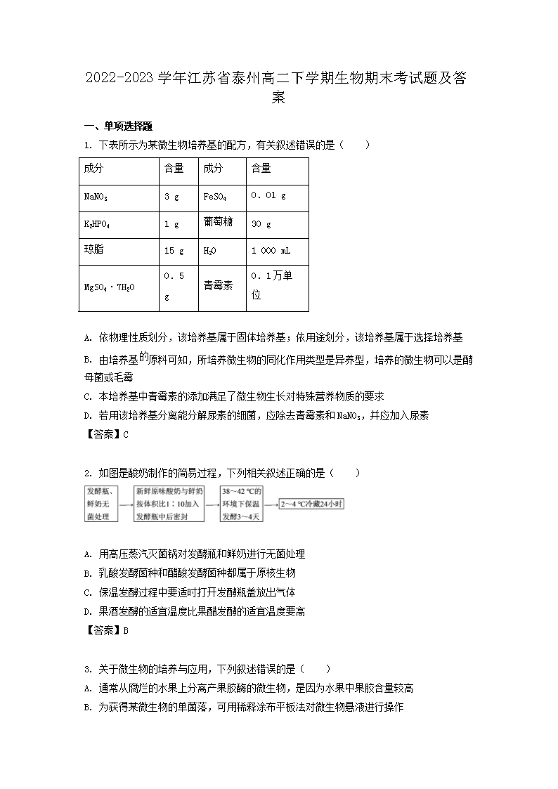 2022-2023学年江苏省南通高二